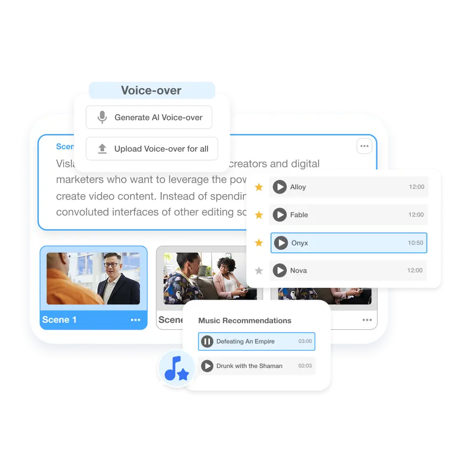 Visla ad video maker Scene-Based Editing tool for refining and customizing videos.